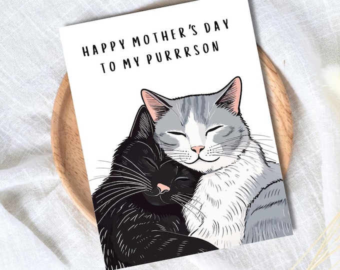 Happy Mother's Day To My Purrrson, Sentimental Mothers Day Card, new mother card Mothers Day, Mum Mothers Day For Her, For Grandma, Nana
