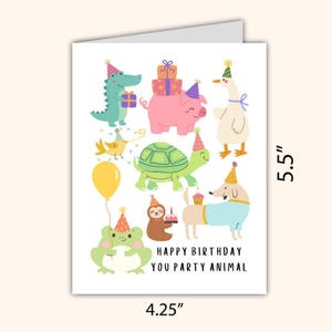 Funny Animal Birthday Card – Party Animal Design image 2