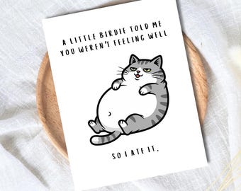 Funny Get Well Soon Card | Animal Cat Lover Humor