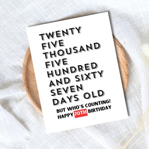 Vingt-cinq mille jours carte d'anniversaire drôle 70e anniversaire papa carte d'anniversaire petit garçon drôle mari grand-père grand-parent femme partenaire