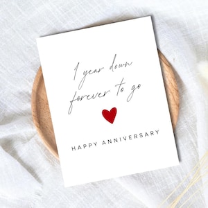Carte d'anniversaire de mariage d'un an | Carte d'anniversaire de 1 an | Cadeau 1er anniversaire de mariage pour femme | carte d'anniversaire d'un an mari