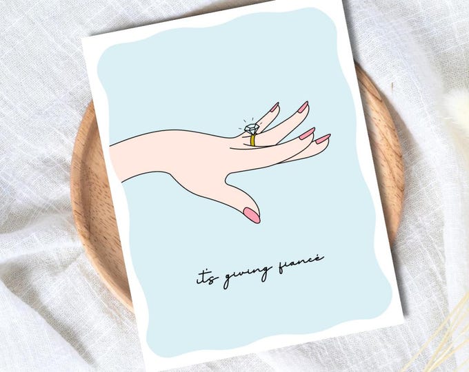 It's Giving Fiance Congrats Engagement Card For Newly Married or Engaged Couple, Wedding Card For Her, Engagement Card For Sister, Cousin