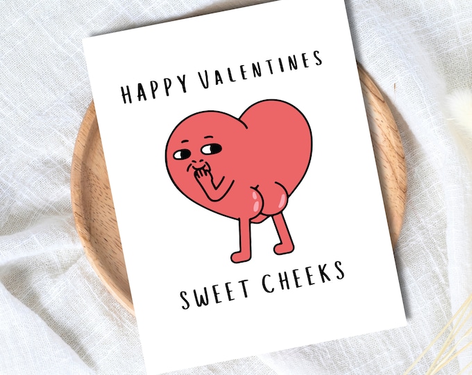 Happy Valentines Sweet Cheeks Birthday Card | Husband Birthday Card | Girlfriend Birthday Card | Wife Birthday Card | Valentines Day Card