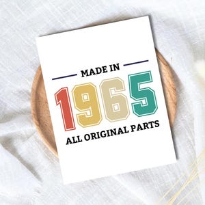 Carte du 60e anniversaire de 1965, carte du soixantième anniversaire, carte d'anniversaire importante, cadeau du 60e anniversaire, cadeau pour homme, demi-cent, carte grossière