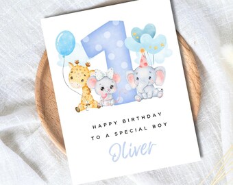 パーソナライズされたバースデーカード - 女の子の1歳、2歳、3歳の誕生日