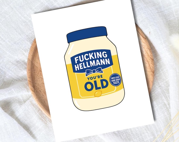 Hellmann You're Old, Fiftieth birthday card, milestone birthday card, 50th birthday gift, gift for men, half a hundred, rude birthday card