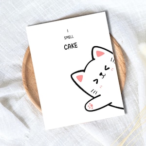 I Want Cake Cat Birthday Card For Best Friend, Gift For Cat Mom Funny Rude Birthday Card Bestie Husband Wife Boyfriend Girlfriend Coworker
