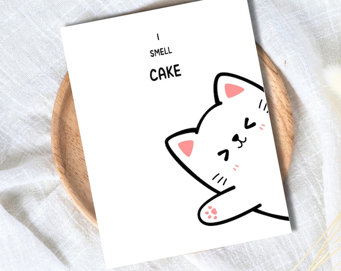 I Want Cake Cat Birthday Card For Best Friend, Gift For Cat Mom Funny Rude Birthday Card Bestie Husband Wife Boyfriend Girlfriend Coworker