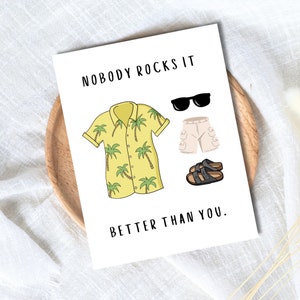 Nadie lo hace mejor Tarjeta del Día del Padre Camisa hawaiana Pantalones cortos cargo Sandalias para papá Abuelo Esposo Cumpleaños Lindo Papá Abuelo Abuelo