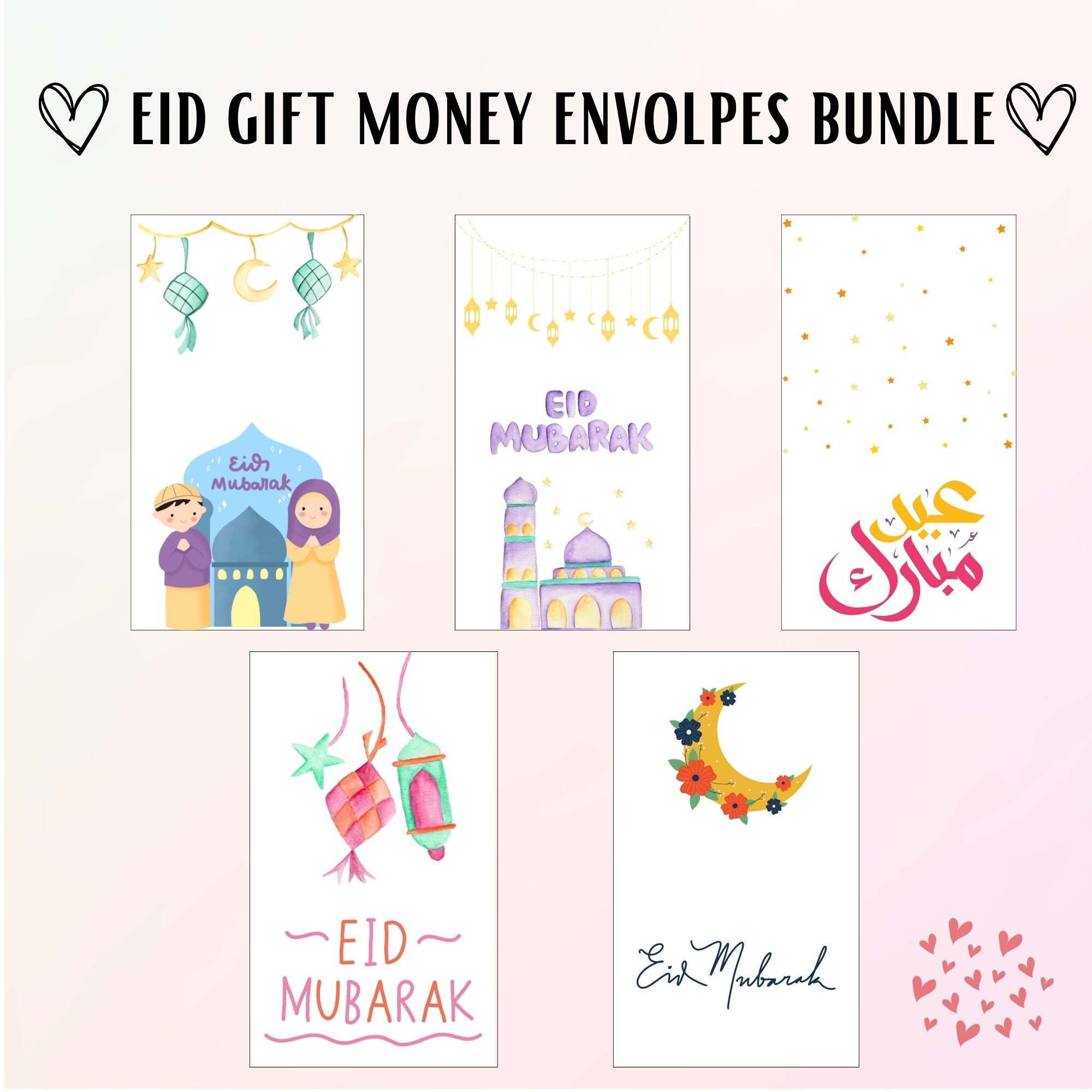 Eid Envelopes Bundle Eid Money Envelopes Set Eidi Envelopes Etsy