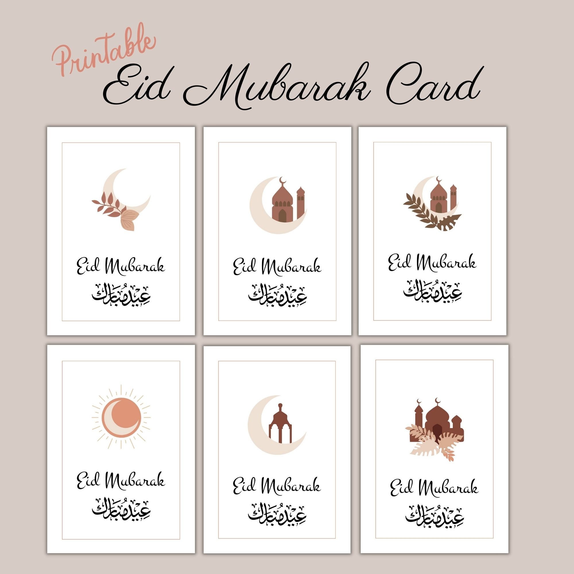 Printable Eid Mubarak Cards, Islamic Greeting Cards Digital Download ...