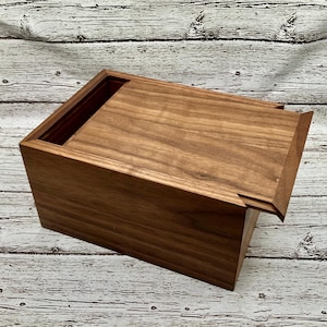 Slide top Box, Wedding Gift Box, Walnut Keepsake Box, Wood Box, Gift for Mom, Gift for Her, Gift for Him, Gift for Dad, Grad Gift