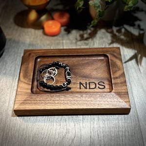 Personalized Wood Tray, Nightstand Tray, Father&#39;s Day gift, Employee Gift, Corporate Gift, Gift for Mother, Couples present, Coin Dish