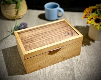 Engraved Valet Box, Walnut Keepsake Box, Custom Wood Hinge Box,  Cherry Keepsake Box, Gift for Mom, Gift for Her, Gift for Him, Gift for Dad