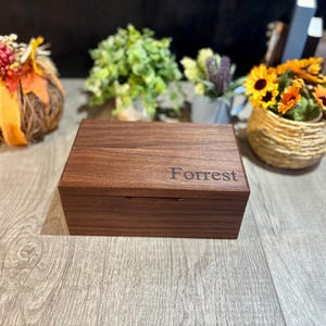 Graduation Gift, Custom Memory Box, Engraved Valet Box, Wood Box with Lid, Walnut Keepsake Box, Personalized Wooden Box, Wedding Box