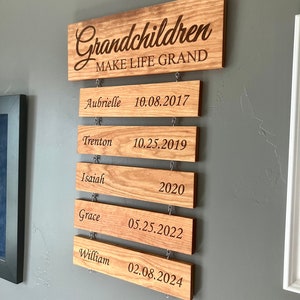 Grandkids Birthday Sign, Personalized Grandparent Gift, Grandparent Christmas gift, For Grandma, For Grandpa, Children Birthday Sign