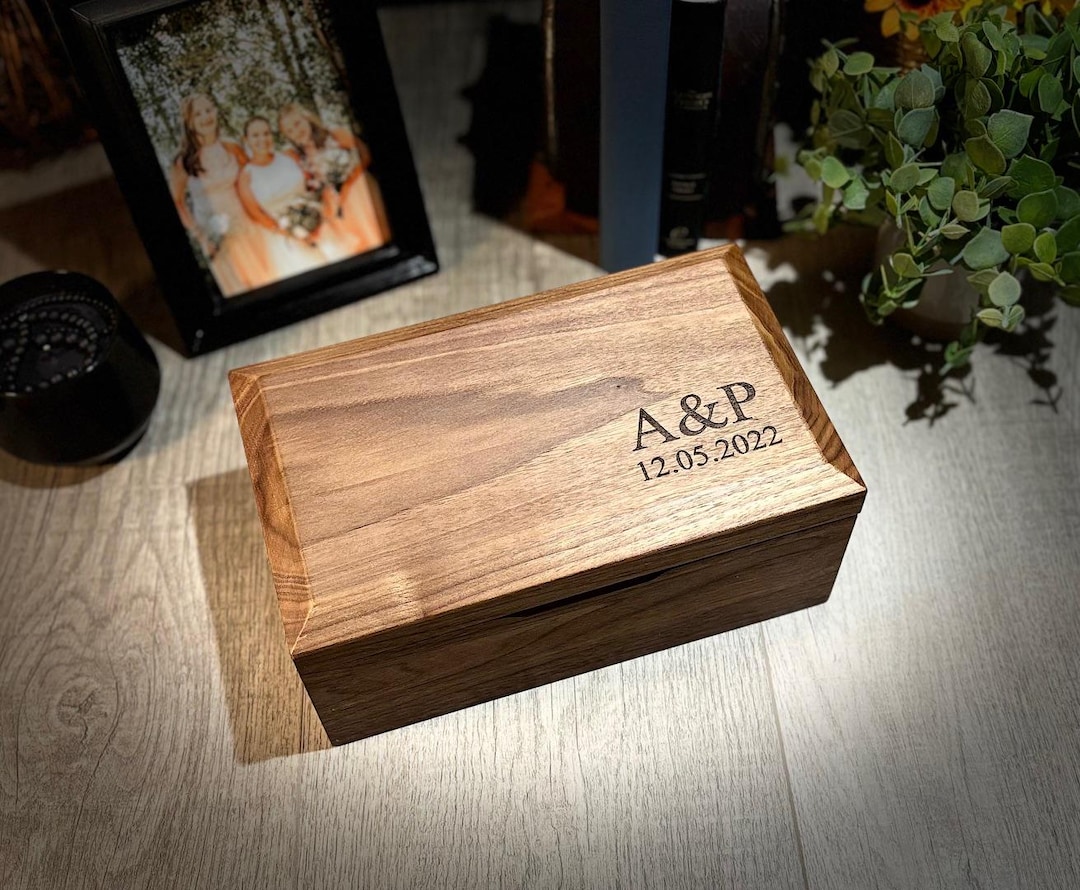 Personalized Walnut Keepsake Box, Wedding Memory Box, Wood Keepsake Box ...