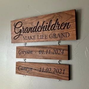 Personalized Grandparent Sign/Grandkids Names/Birthdates, Personalized Grandparent Gift, Grandparent Christmas gift, For Grandma,For Grandpa