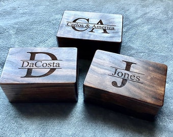 Engraved Walnut Keepsake Box, Personalized Wood Box