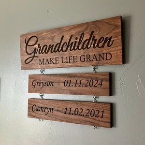 Grandparent Christmas gift, Personalized Grandparent Sign, Grandkids Names/Birthdates, Grandchildren Birthday Sign