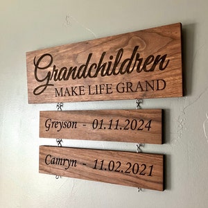 Personalized Grandparent Sign/Grandkids Names/Birthdates, Personalized Grandparent Gift, Grandparent Christmas gift, For Grandma,For Grandpa