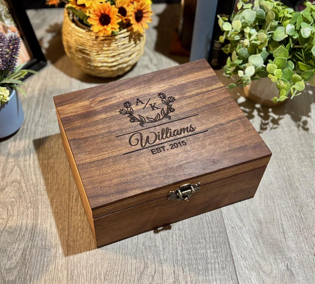 Personalized Walnut Keepsake Box, Wedding Memory Box, Custom Engraved ...