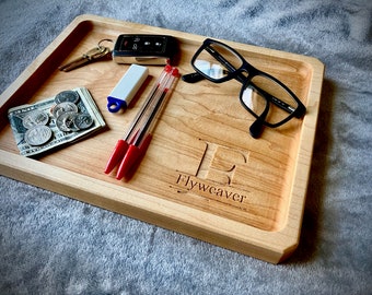 Personalized wood valet tray, wood gift for husband, For dad,  anniversary gift, , boyfriend birthday, nightstand organizer, for men