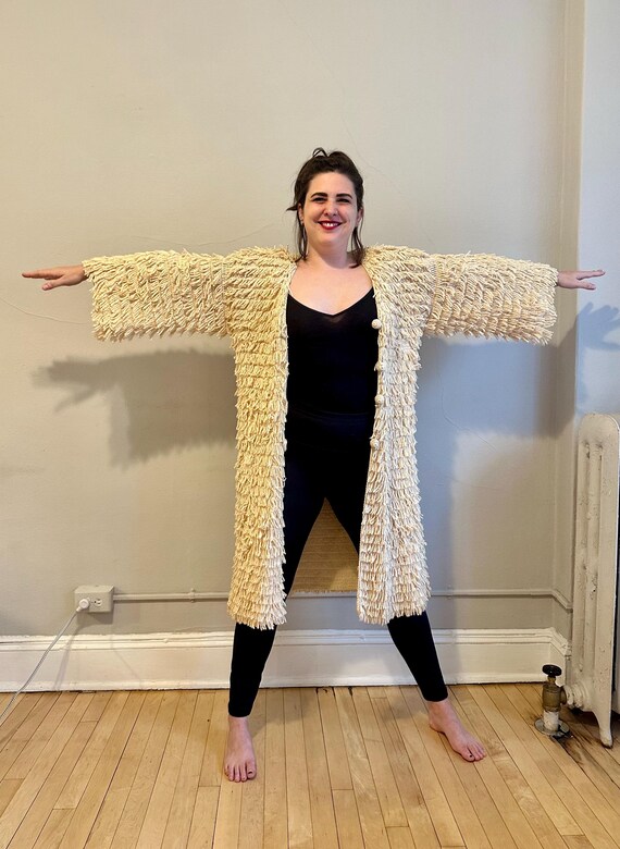 Statement Jacket! Vintage Haystack Fringe, Size L… - image 1