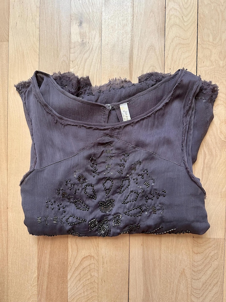 Free People Beaded Chiffon Slipdress, dark mauve Size S/P image 4