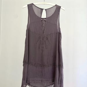 Free People Beaded Chiffon Slipdress, dark mauve Size S/P image 2