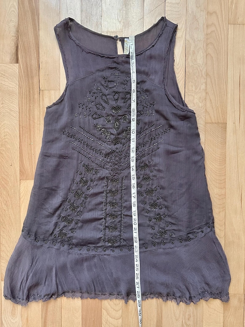 Free People Beaded Chiffon Slipdress, dark mauve Size S/P image 5