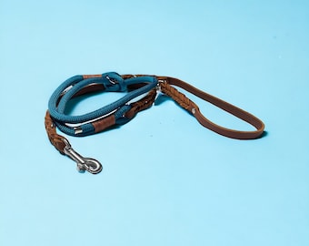 Rope leash with leather application