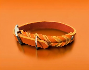 Bailey collar in various widths and colours partially braided from fat leather