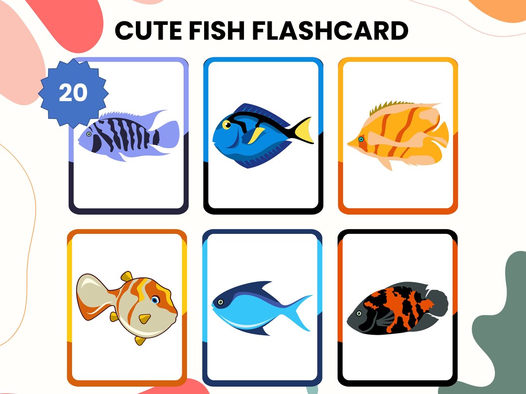 20 Cute Fish Flashcards, Fish Flashcards Printable, Multiple Design ...