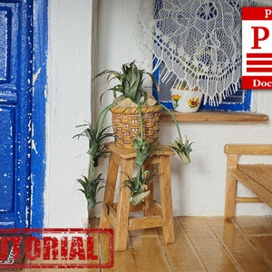 Detailed tutorial for making a potted plant stand for a dollhouse with your own hands