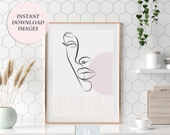 Abstract Woman Silhouette Printable Art, Downloadable Minimal Woman Wall Art, Modern Art Print, Woman One Line Drawing, Abstract Wall Art