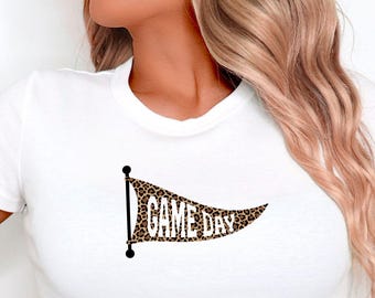 T-shirt bébé léopard Game Day, haut court à imprimé animalier, t-shirt match de football, t-shirt bébé rétro Y2K, jolie chemise courte sportive pour femme