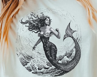 Vintage Mermaid Shirt, Mermaid Tshirt, Mermaidcore, Made to Order, Mermaid Birthday Gift, Mermaid Shirts for Girl, Ocean Vibe Tee