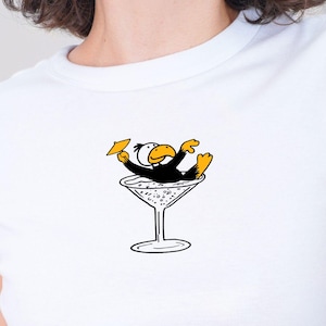 Hawk martini baby tee, Iowa City college game day crop top, retro mascot graphic, sorority tailgate shirt, cocktail inspired y2k coquette t