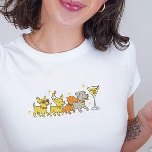 Retro Martini Dog Baby Tee: Y2K Graphic Pet Shirt
