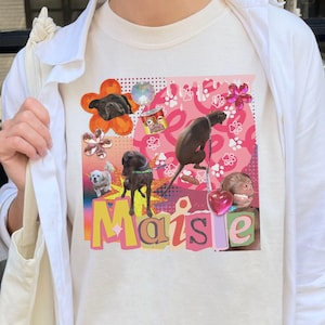 Aangepaste huisdier fotocollage T-shirt, Junk Journal hondenshirt, gepersonaliseerd T-shirt plakboekstijl, Y2K esthetisch hondenshirt cadeau
