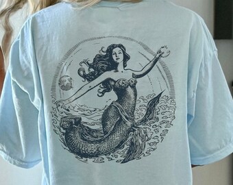 Vintage T-shirt met zeemeerminafbeelding: oversized shirt Coastal Cowgirl