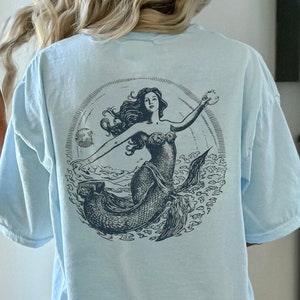 Vintage Mermaid Graphic Tee: Coastal Cowgirl Oversized Shirt