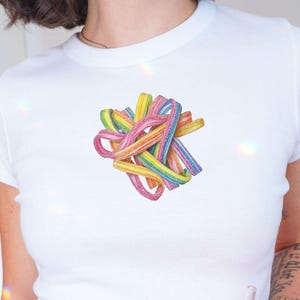 Rainbow Candy Baby Tee, Shark Baby Shirt, Y2K Aesthetic Shirt, Candy Shirt,Foodie Shirt,Summer Shirt Cropped Shirt Gift for Teen Candy Lover