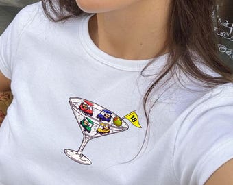 Golf Cart Martini Baby Tee, Funny Golf Shirt for Women, Golf Girl Tee, Country Club Outfit, Cocktail Graphic Baby Tee, Golf Gift