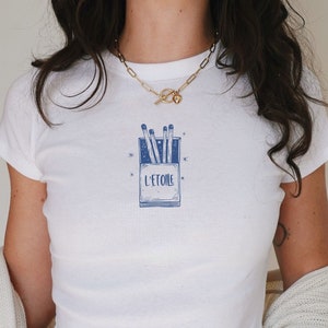 Retro Matchbox Graphic Crop Tee: Y2K Coquette Fashion