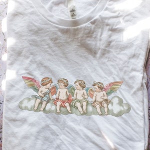 Rainbow Angels Graphic Tee: Y2K Cherub T-Shirt