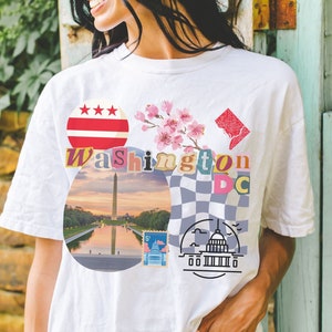 Washington DC-shirt, collageshirt, Junk Journal T-shirt, cadeaushirt US Capitol Building, shirt Nations Capital, president, kaart Washington Dc