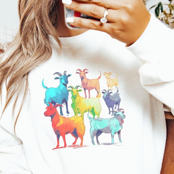 Goat Sweatshirt, Barnyard Shirt, Goat Hoodie, Goat Lover Animal Shirt, Breeds, In A Row, Farm Animals Tee, Goat Sweater, Goat Sweater