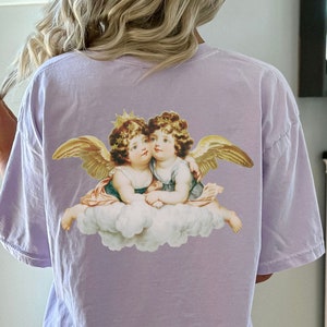 Vintage Angel Tee Coquette, Dollette, Angel Core, Vintage Inspired T-Shirt Y2k Aesthetic, Trendy Cherub Shirt, Angels Back Print T-shirt